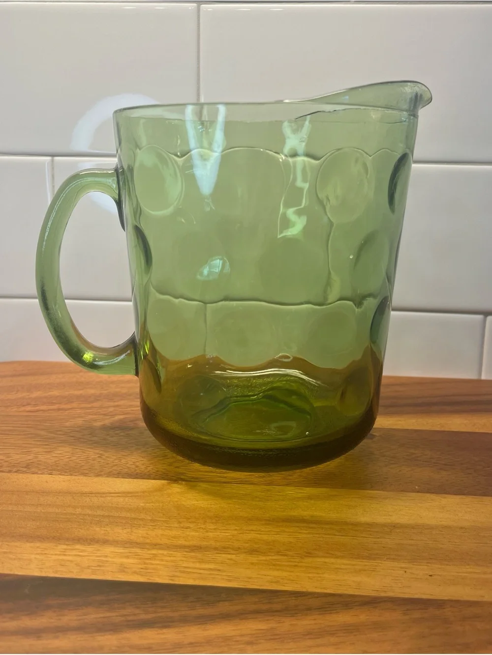 Hazel Atlas Eldorado Pitcher Avocado Green Glass Mid-Century Modern
